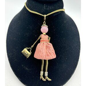 Vintage Glamour Girl Handmade Rhinestone Pendant Necklace